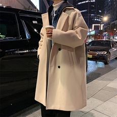517A-8-Y27-P128现货抖音假两件帽子可拆长款毛呢大衣，男装毛呢大衣，星座517A-8（原B282）