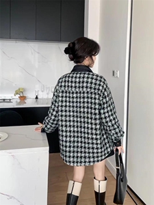 爱美欧，现货，格子撞色衬衣羽绒服图片