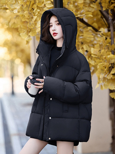90%白鸭绒羽绒服女短款冬季小个子2024年新款泡芙加厚连帽外套图片