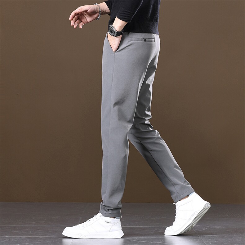 休闲裤男商务百搭弹力修身直筒加绒加厚长裤子D8015-P45加绒P50,男装卫衣,星座509