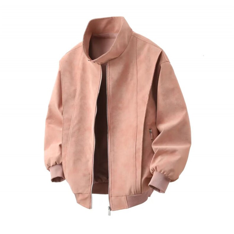 网图慎用数据款美式复古棒球领休闲美拉德水洗皮衣JK2581P78，男装皮衣，电商A128