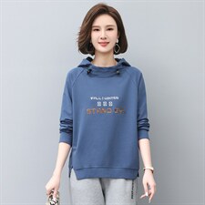 2022年秋季新款刺绣卫衣女连帽衫韩版休闲百搭长袖上衣服女棉，女装卫衣/绒衫，忆绮罗