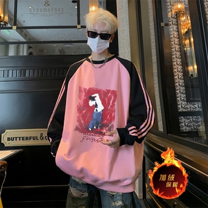 抖音得物供货 提供视频 秋冬重磅美式宽松织带圆领卫衣0733图片