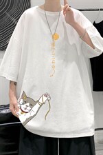 YT26013-P30亚短袖t恤男大码五分袖男宽松七分袖港风模特，男装T恤，电商A040
