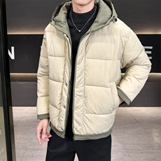 日系复古假两件连帽棉衣男冬季宽松情侣冬季棉服M0829-P103，男装棉衣，星座308B-2