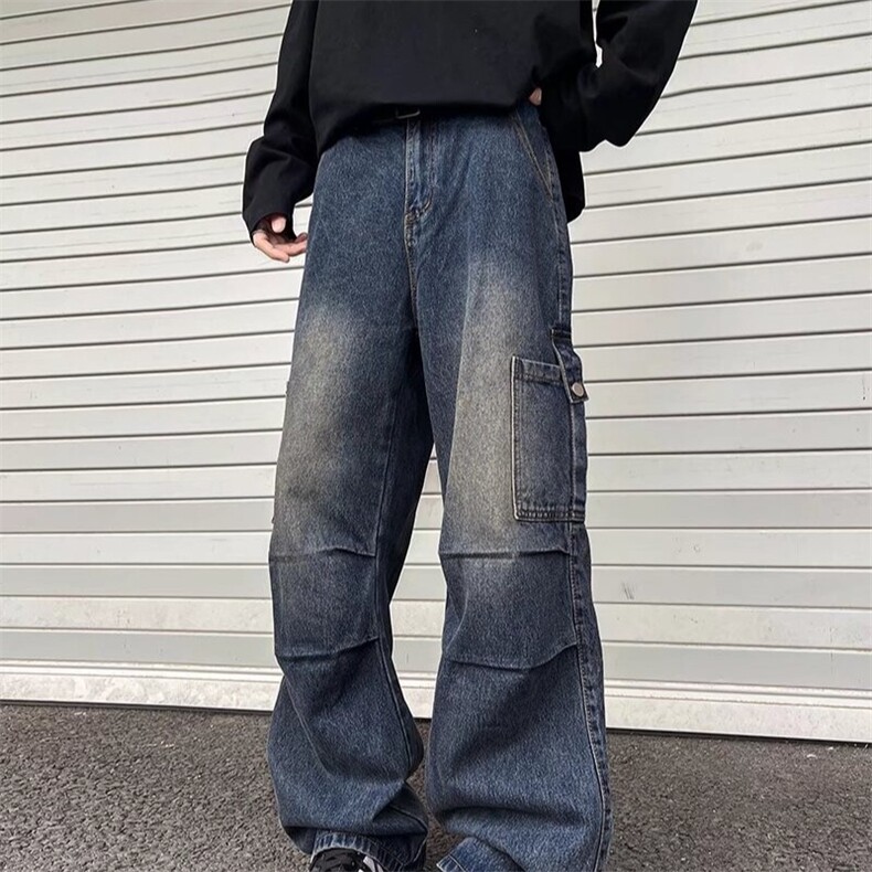 美式大口袋工装牛仔裤男春秋季潮牌青少年伞兵休闲裤1126/P54,男装休闲裤,星座506