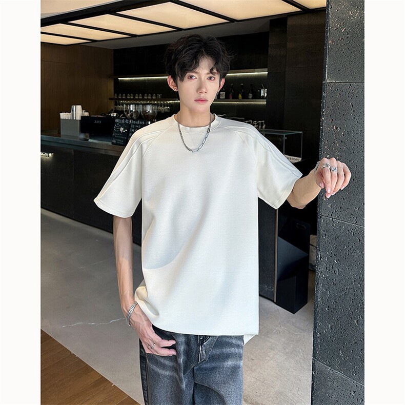 美式高街cleanfit解构冰感曼巴棉压线短袖T恤货号TX25176P35,男装T恤,电商A063