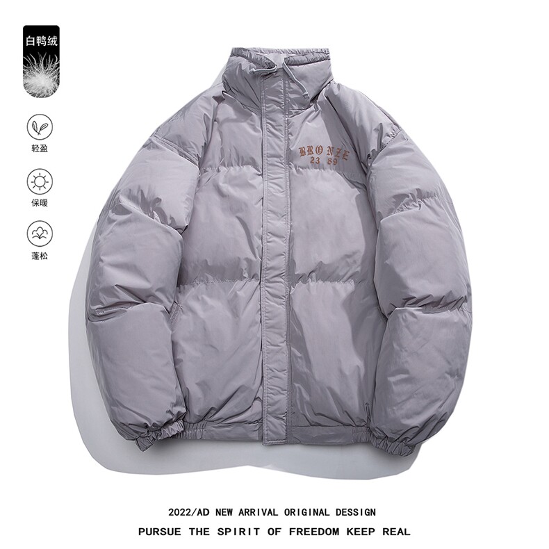 白鸭绒白底冬季新款印花抽绳设计立领羽绒服YR215P195控258,男装羽绒服,电商A247-1