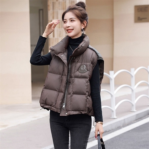 时尚立领拼接棉马甲女秋冬新款无袖保暖外套显瘦百搭短款棉服图片
