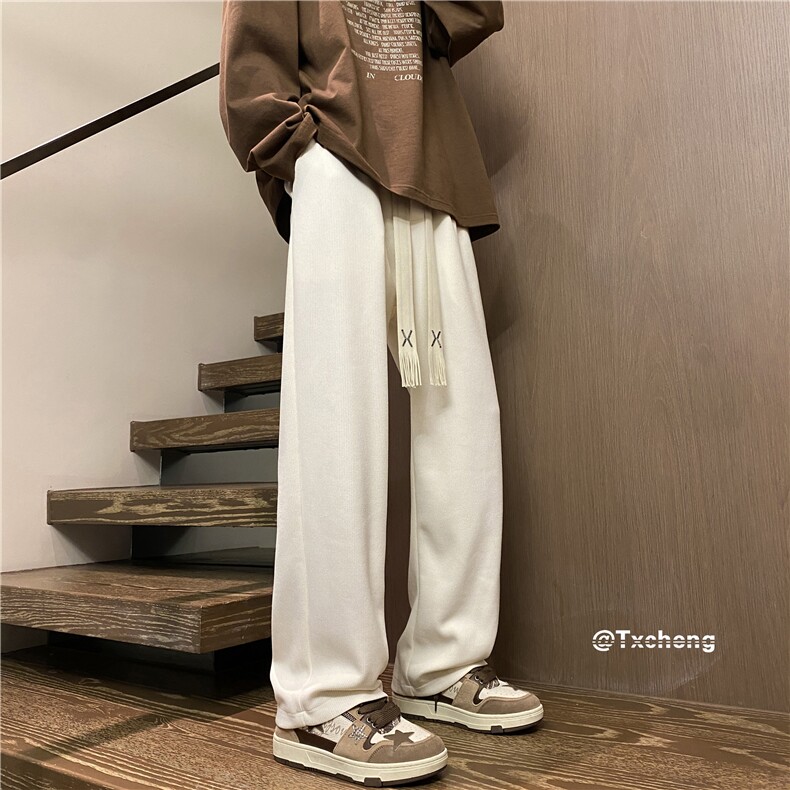 港风秋季新款INS百搭针织休闲裤宽松阔腿裤B315-K23462-p55控68图片