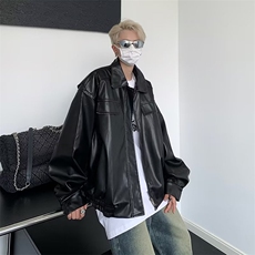 2023美式机车皮衣外套男高街潮流街头痞帅宽松休闲夹克，男装夹克，星座716-4