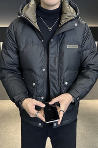 DS-A225-2025冬季标新款羽绒服男士短款连帽加厚工装羽绒外套图片