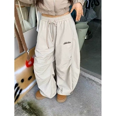 有货美式街头褶邹弯刀裤女设计感宽松阔腿拖地休闲裤LA6588-p43，男装休闲裤，星座1008