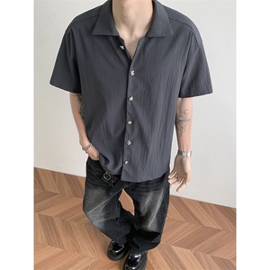 衬衫男短袖夏季冰丝轻熟风男装五分中袖衬衣外套C204-P35