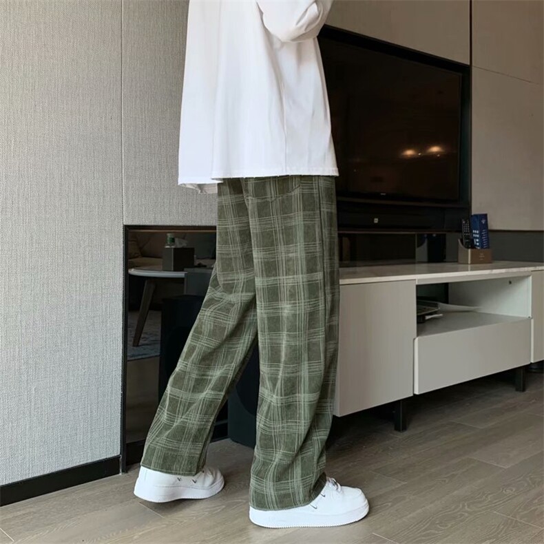格子休闲裤男女潮牌ins宽松直筒长裤港风痞帅高街阔腿裤3013-p32,男装休闲裤,星座1008