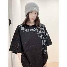 万针全刺绣工艺抖音得物高品质260克重磅纯棉双纱美式高街短袖T恤，男装T恤，电商A486