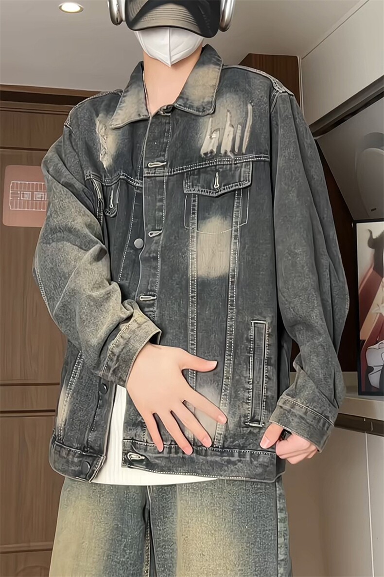牛仔夹克外套男生美式复古色牛仔衣A13-P85,男装工装外套,电商D312-1