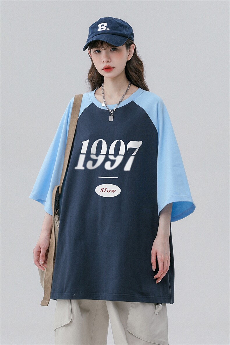 中性风新款夏季时尚百搭宽松圆领100棉印花短袖T恤DT457P40控58,男装T恤,A247A