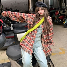 特P35无差价春秋长袖百搭格子衬衫-HS2172港风1，男装衬衫，电商A003