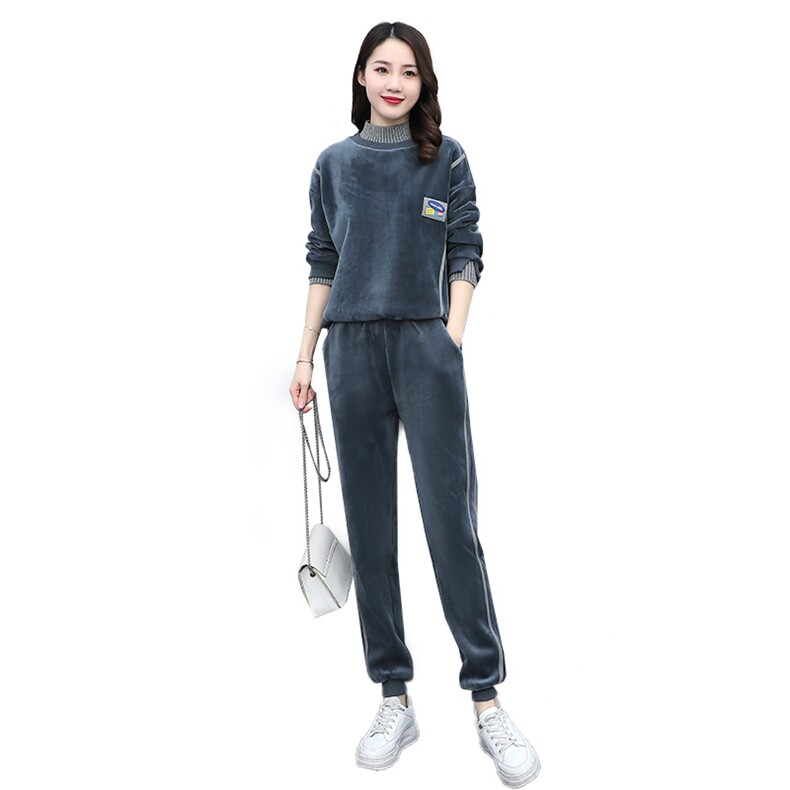 2024冬装新款两件套加厚双面丝绒套装,女装套装/套裙,凯瑟曼
