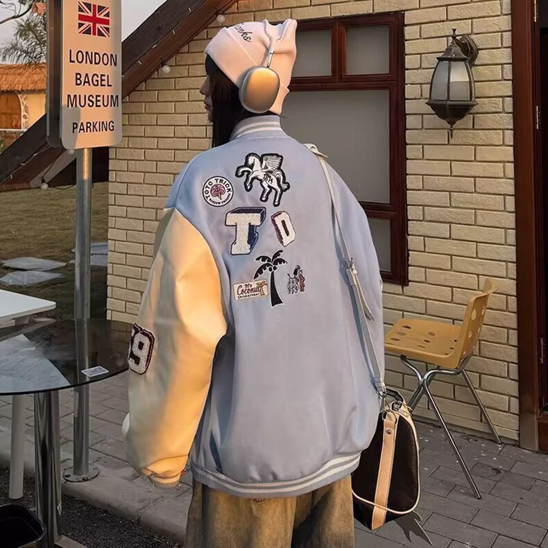 2025春秋季新款青少年男女生宽松夹克美式刺绣棒球服外套上衣潮流,女装短外套,星座218-8