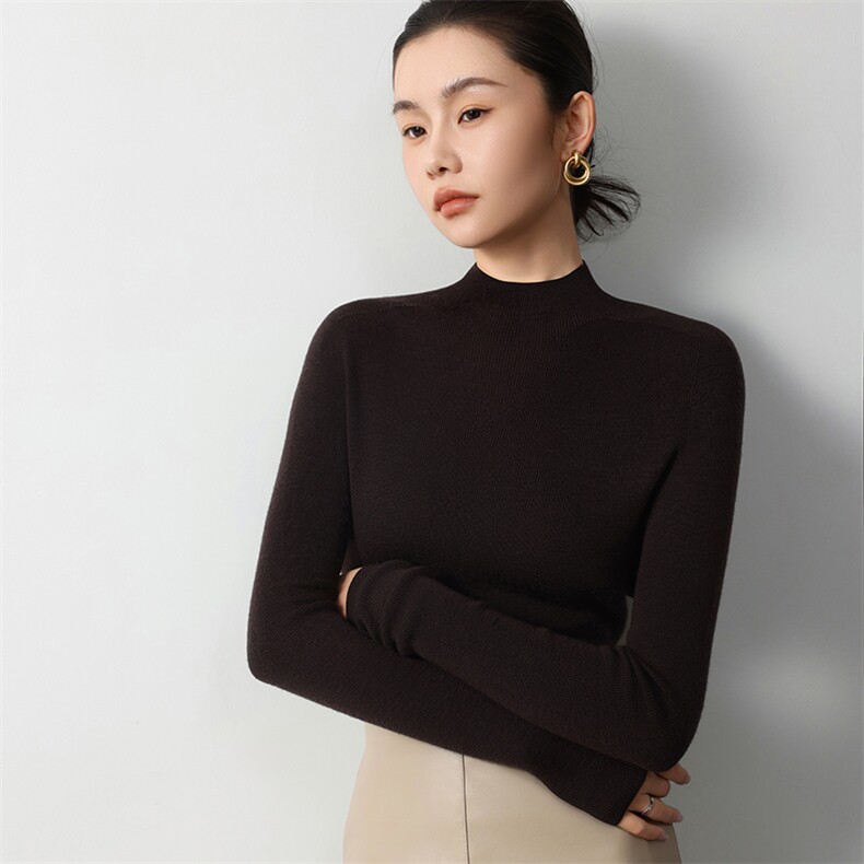 打底王口碑返场精纺扬子纱经典半高领修身高弹内搭衫，女装羊毛衫，挚尚羊绒
