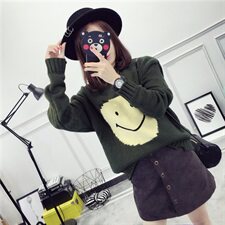 2020年冬季韩版百搭甜美针织衫/毛衣抽象图案长袖套头加厚修身，女装针织衫/毛衣，奕阳依阁