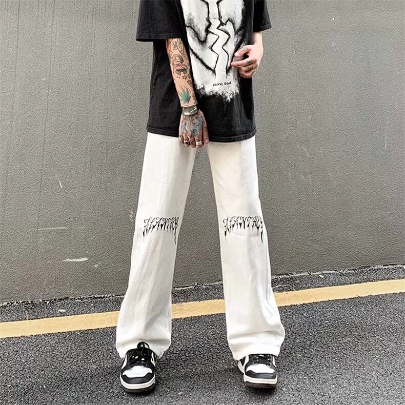 加绒牛仔裤潮牌ins街头水洗直筒裤长裤男N0119-P40加绒P48,男装牛仔裤,星座308B-1