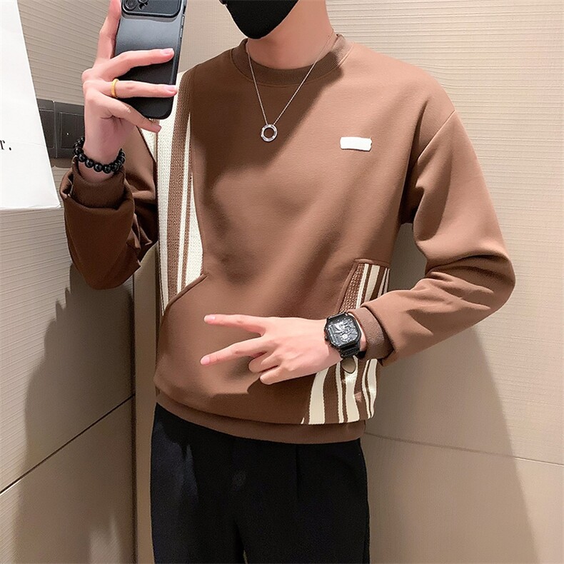 高品质拼接宽松时尚休闲卫衣潮男圆领痞帅打底长袖上衣WY01-P58,男装卫衣,电商D323（原B261）