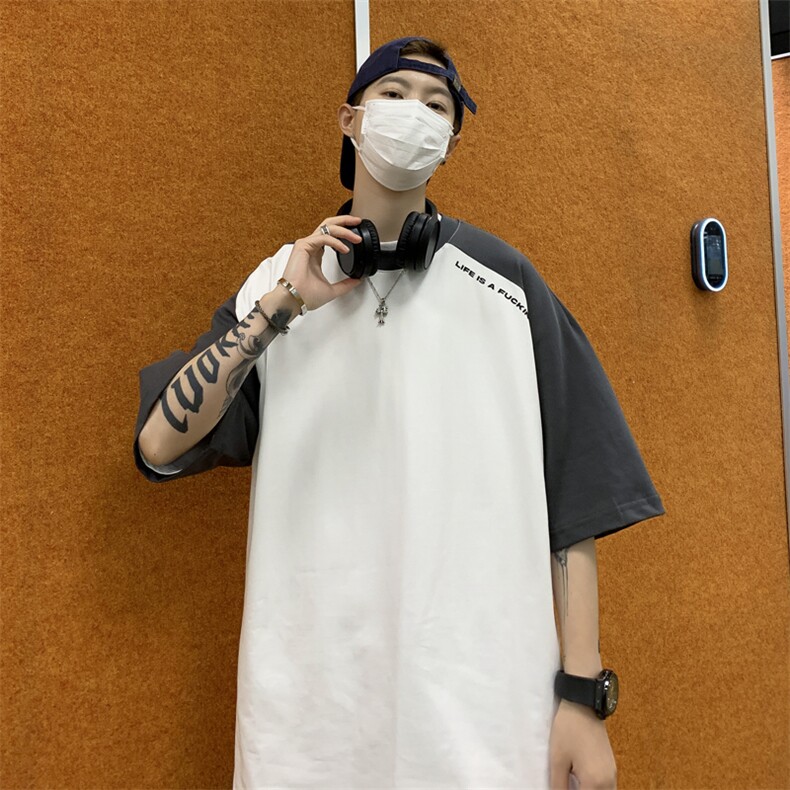 C230-P28日系复古圆领半袖T恤2024夏季新款潮流撞色短袖T恤男,男装T恤,星座512-6