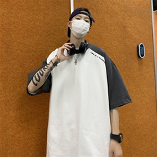 C230-P28日系复古圆领半袖T恤2024夏季新款潮流撞色短袖T恤男，男装T恤，星座512-6