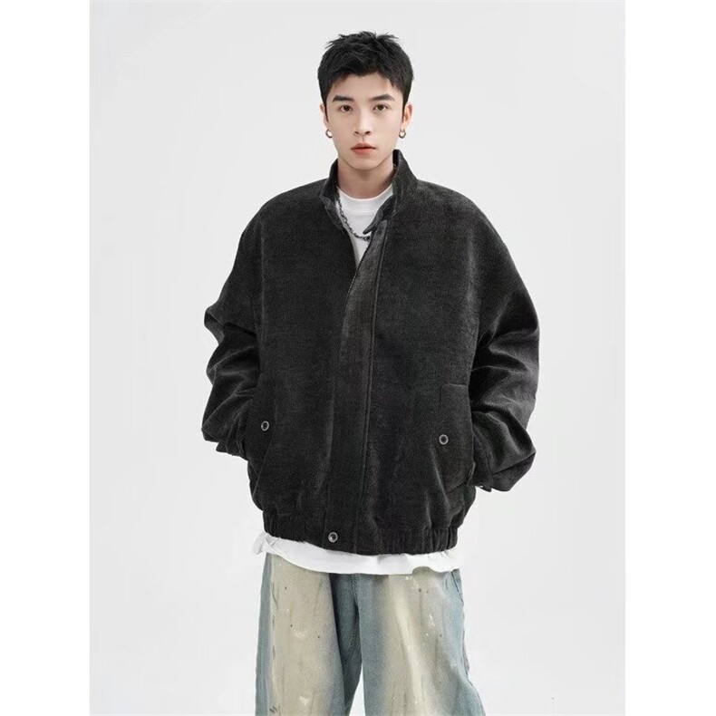 美式立领毛呢外套新款宽松复古高级感夹克外套310A-4-M6025-P101,男装夹克,星座310A-4