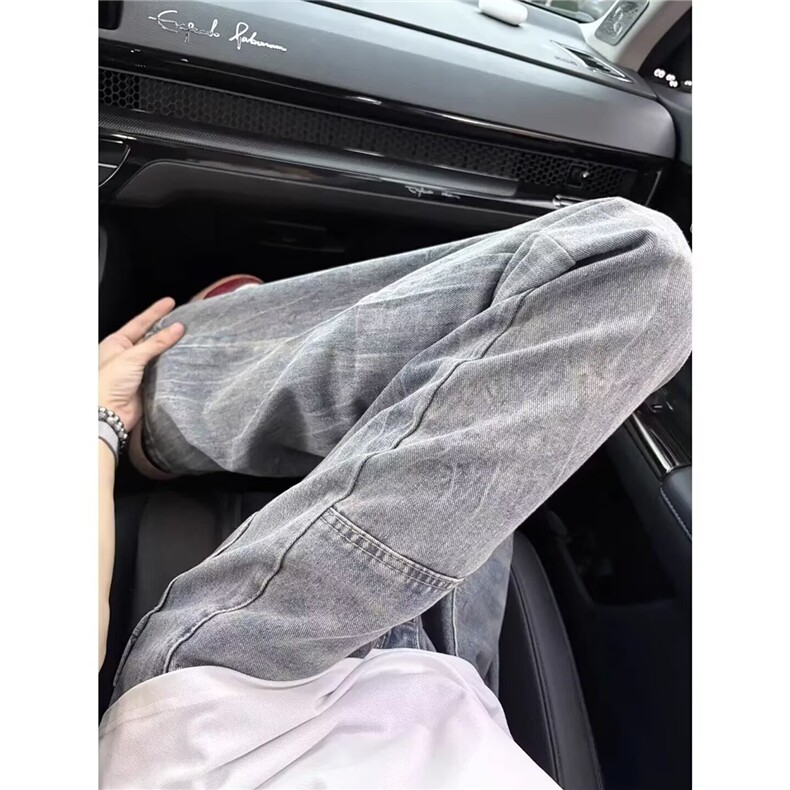美式复古vibe大理石纹裤子男潮宽松弯刀春秋季休闲微喇叭裤子,男装休闲裤,四季星座505