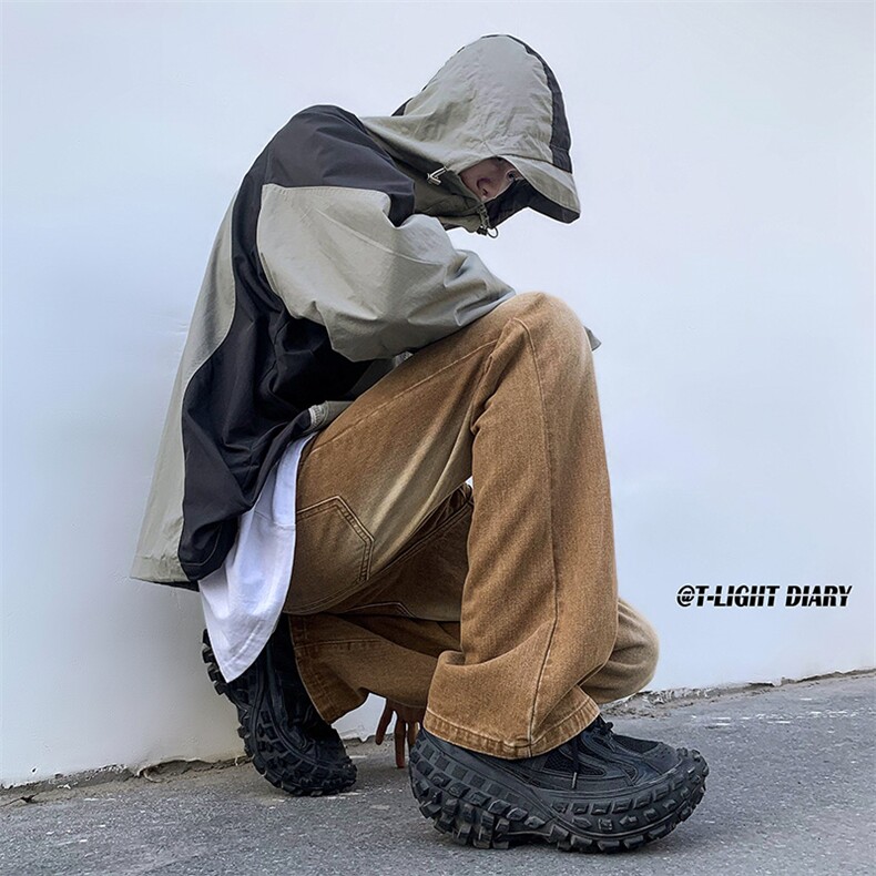 B221美式ins高街小众纯色百搭微喇牛仔裤LK22087-P55控78,男装牛仔裤,电商B221