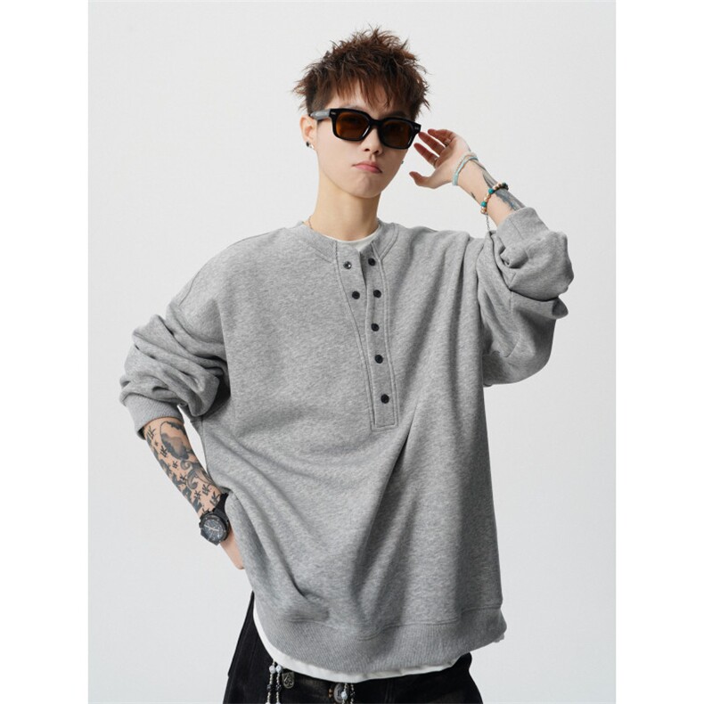 706-LK9696-P55现货春季男士假两件潮牌半排扣卫衣简约外套，女装短外套，星座706