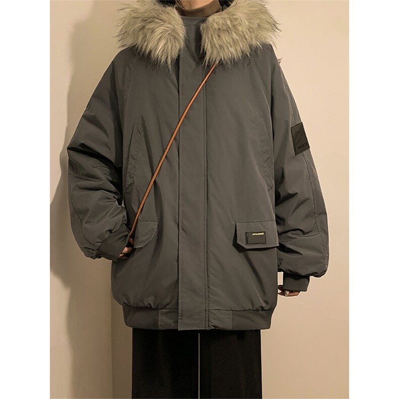 冬季宽松/连帽大毛领休闲外套潮加厚棉衣XZ102B-1M2591-P135图片