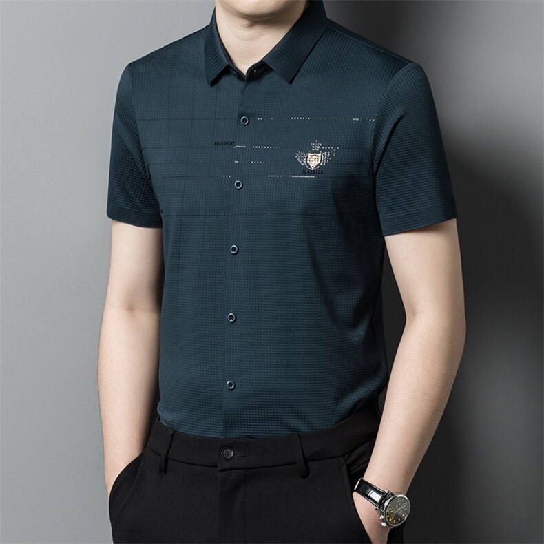 男士2023年夏季新款百搭衬衫男短袖商务休闲衬衣男，男装衬衫，电商B360