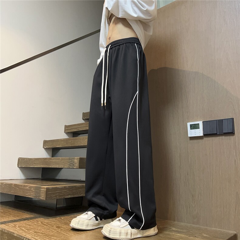 2025港风秋冬装装立体裁剪织带拼接休闲裤K8788/特P35黑色,男装休闲裤,电商A094