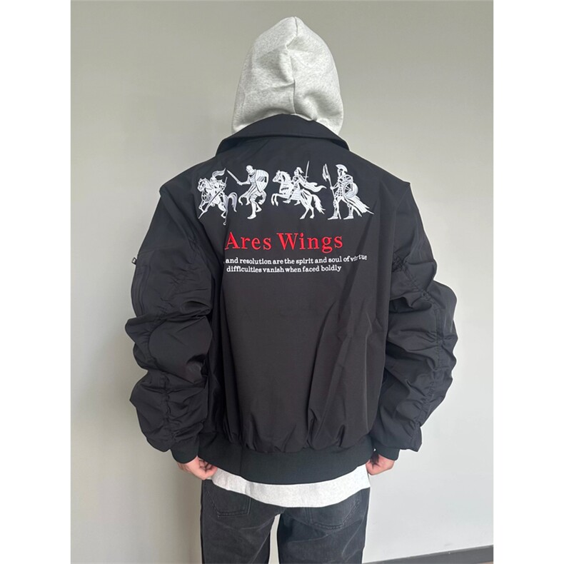 网图有货美式街头战马刺绣飞行夹克男女宽松百搭外套A846-P68,男装夹克,星座1505