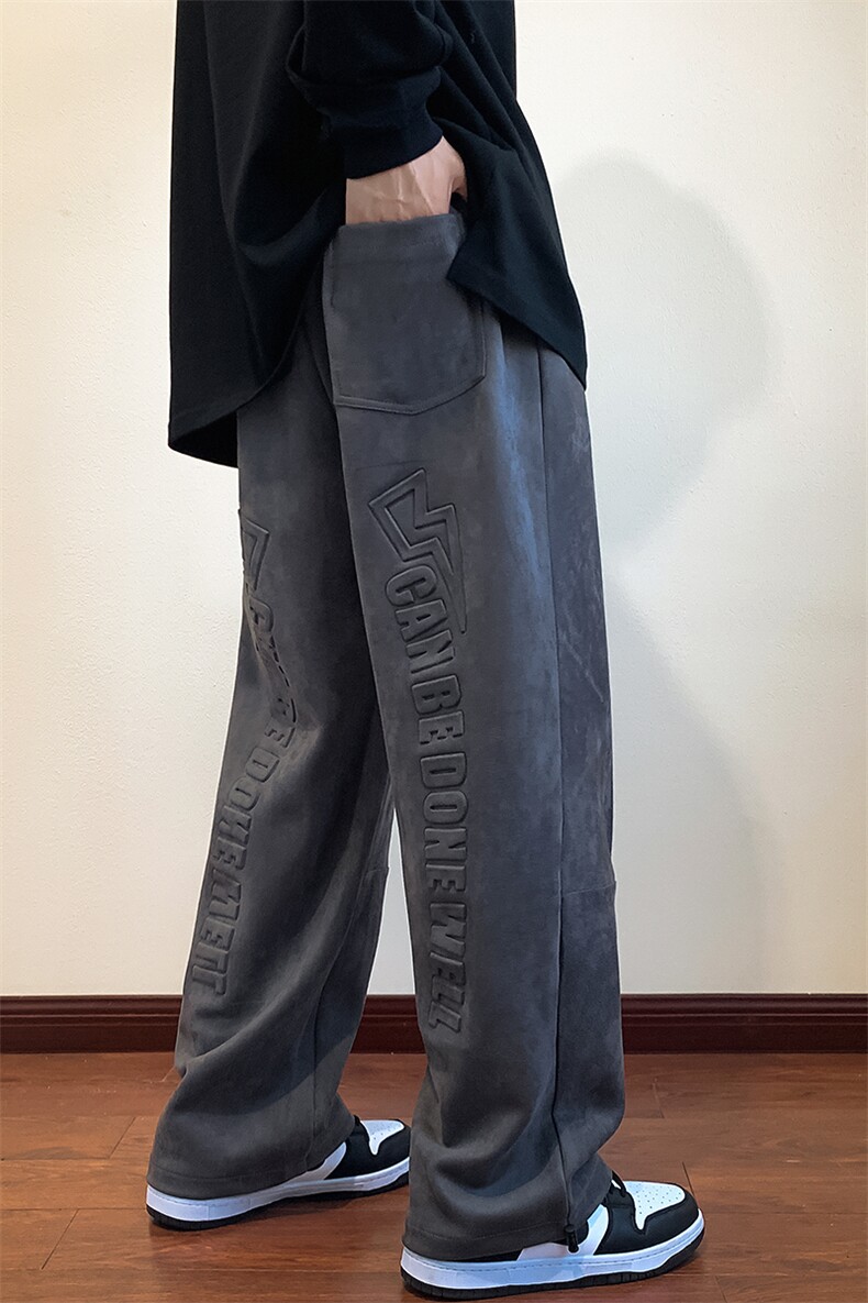 22秋新款麂皮休闲宽松oversize港风束脚休闲裤B266-X828-P60,男装休闲裤,星座B257-1