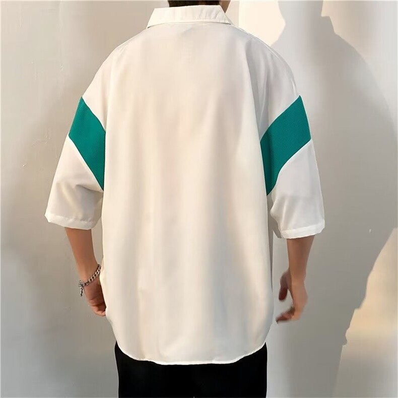 日系五分袖春夏季新款衬衫潮流慵懒男方领宽松型衬衫C1272P30,男装衬衫,星座1116-2