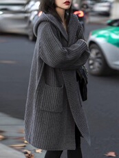 2024秋季新款三两口连帽开衫女时尚百搭宽松上衣，女装羊毛衫，千御纺羊绒
