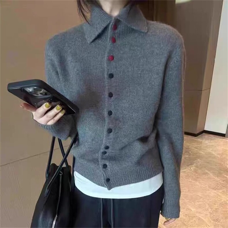 韩版流行潮高领加厚山羊绒毛衣外套女宽松显瘦polo领针织打底开衫,女装羊绒衫,琳华羊绒