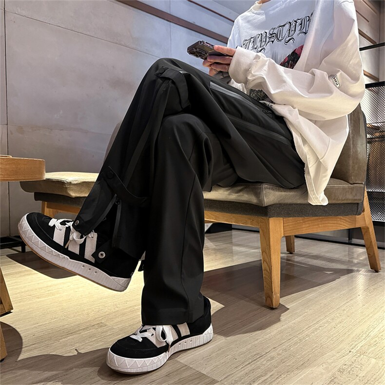 K8021/P40新款现货港风户外机能防水冲锋裤男开叉拉链休闲裤图片