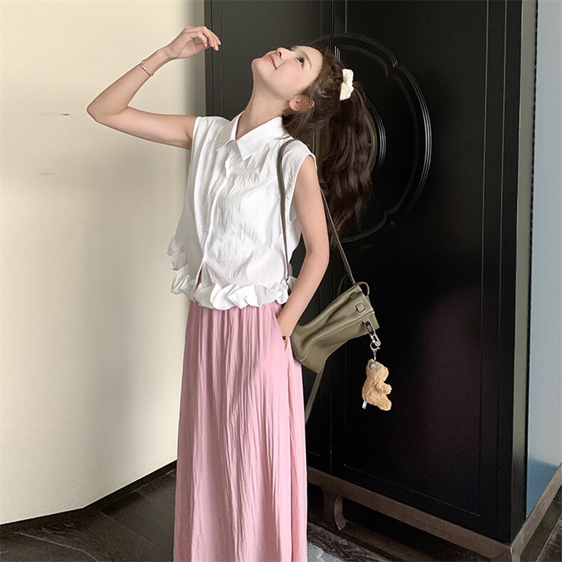 【已出大货】【数据好】花瓣衬衫两件套连衣裙中长款2024夏季新款,女装连衣裙,C位