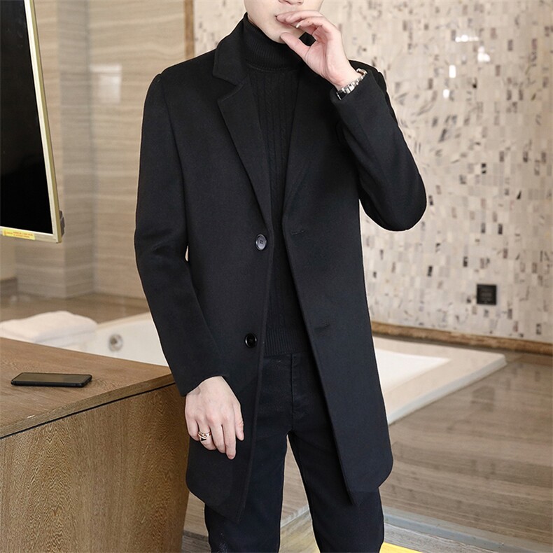 2020高品质秋冬季新款毛呢羊毛大衣长款呢子外套风衣男N18P170，男装毛呢大衣，电商B226-2（原B217-2）