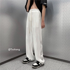 抖音品质波浪纹透气面料夏港风冰丝质感长裤B315-K23292-P45控58，男装休闲裤，电商B315