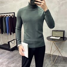 Y9022021秋冬男修身毛衣品质好库存足-高领基础款-黑色，男装针织衫/毛衣，电商A211