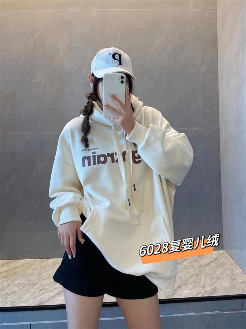 字母欧版加绒卫衣超，女装卫衣/绒衫，一杭