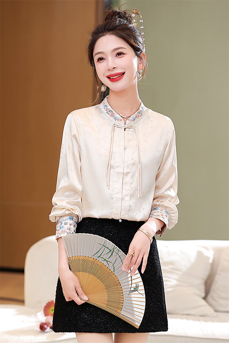 中国风唐装新中式刺绣上衣女2025新款+新中式复古收腰刺绣半身裙,女装衬衫,超帛